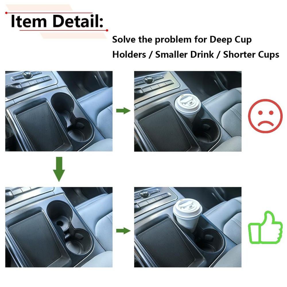 2pcs Center Console Cup Holder Insert Mat 3.11" Deep