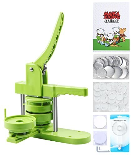 DIY 3" Button Maker Machine Kit - Press, 100pcs Parts, Circle Cutter & Magic Boo