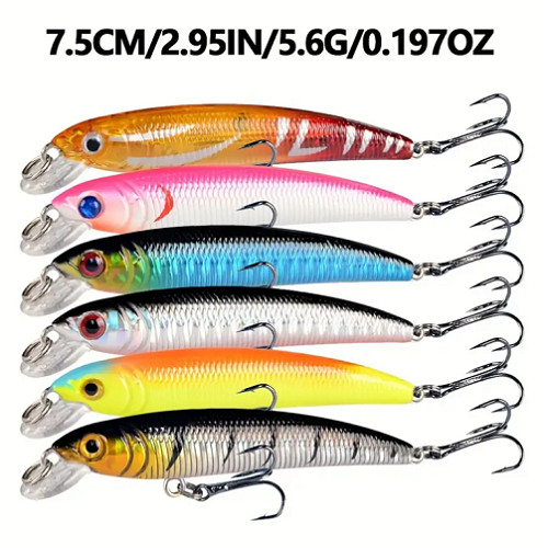 56pcs/set Lot Mixed Bionic Fishing Lures Minnow Hard Artificial Bait Crankbait