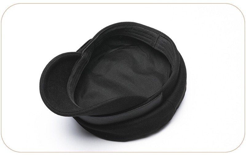 Black Women's Beret Hat w/ Chain Decorated Peaked Cap Newspaper Hat Vintage