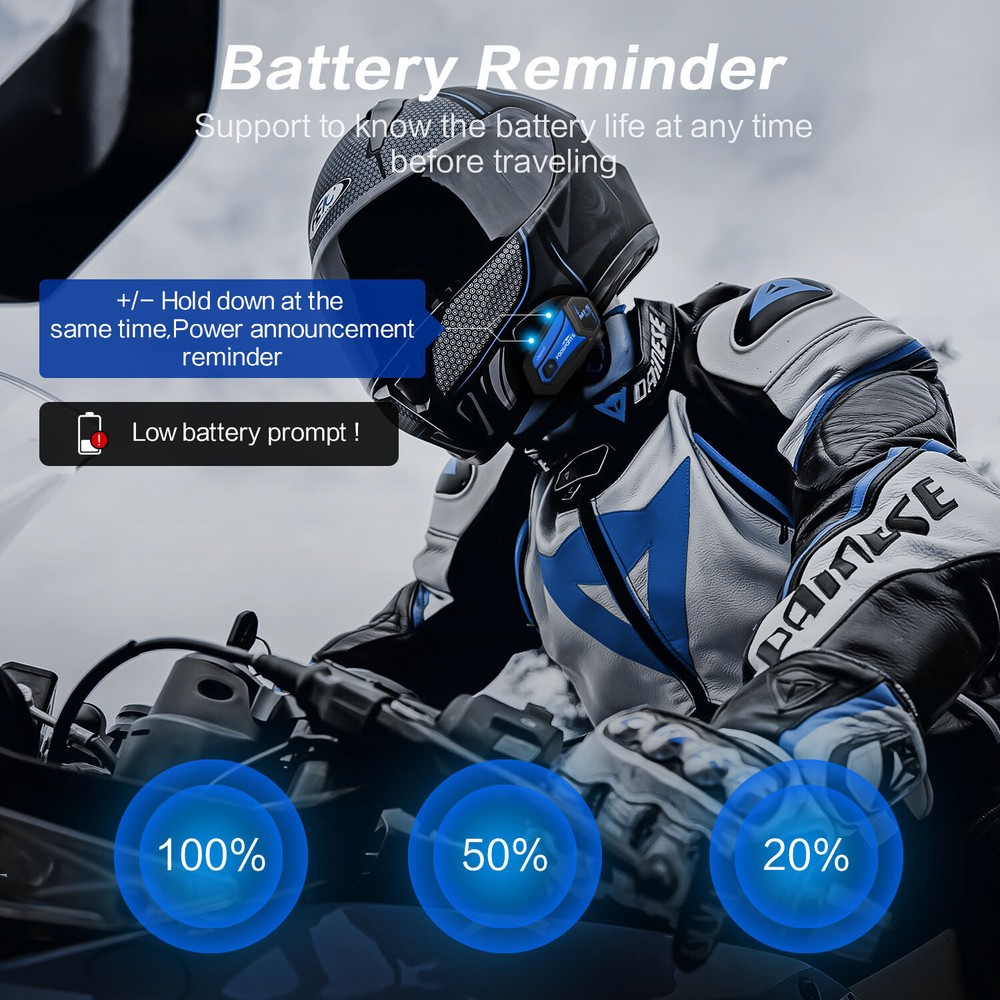 M1-S Plus Motorcycle Intercom Bluetooth Helmet Headset Interphone 8 Riders 2000m