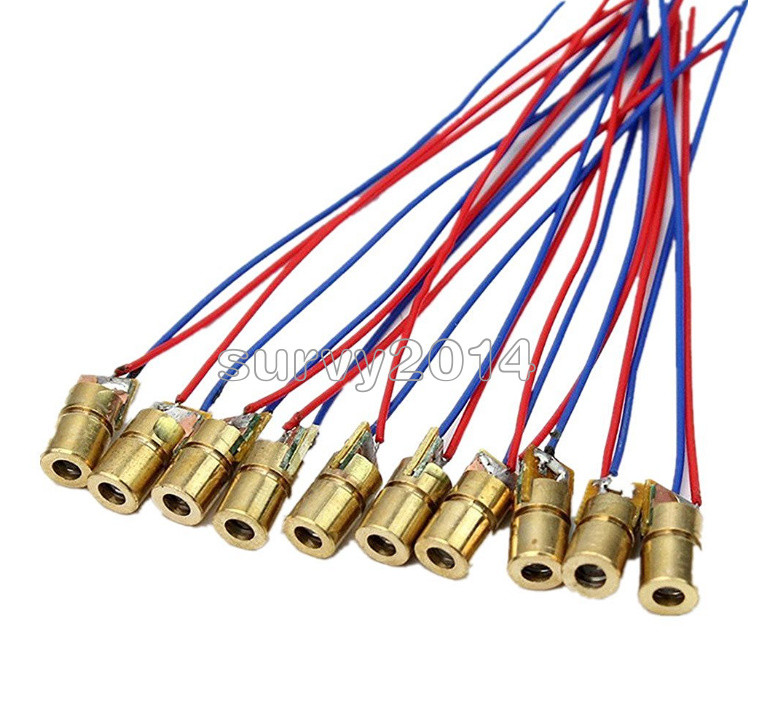 2Pcs 650nm 6mm 3V 5mW Mini Laser Dot Diode Module Head WL Red