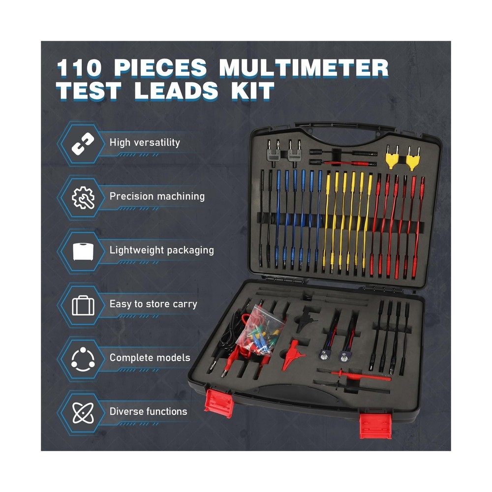 110PCS Automotive Circuit Test Lead Kit, Multimeter Leads Kit,Multi Function ...