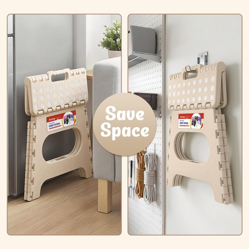 Folding Step Stool 11 Inch, Sturdy Plastic Foldable Step Stool for Kids & Adu...