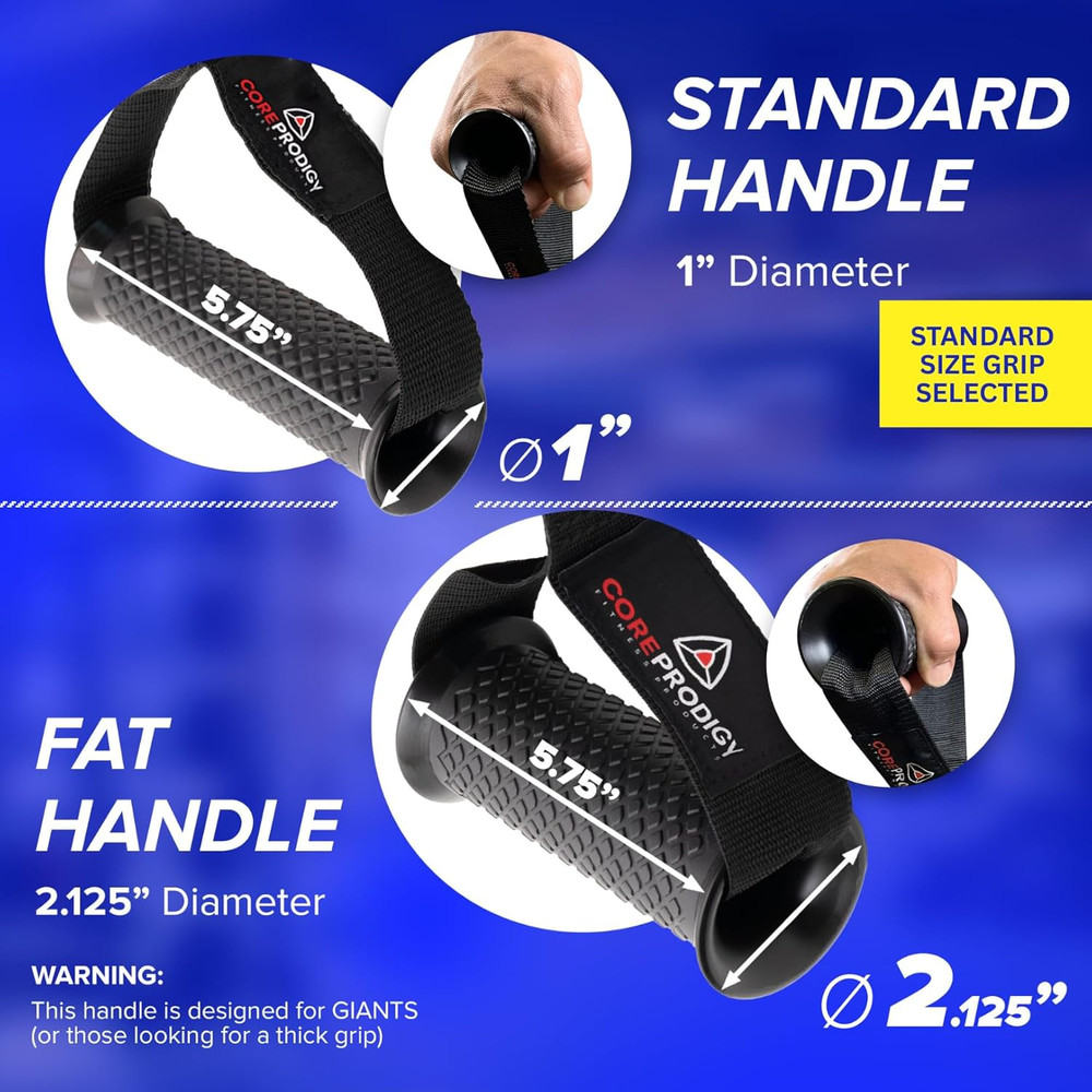Core Prodigy Heavy Duty Exercise Handles - Grip Attachments for Cable Machine Pu