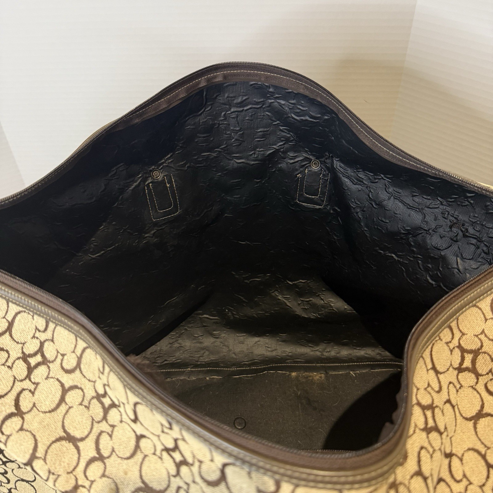 Rare Walt Disney World Mickey Mouse Pattern Woven Weekender Tote Bag