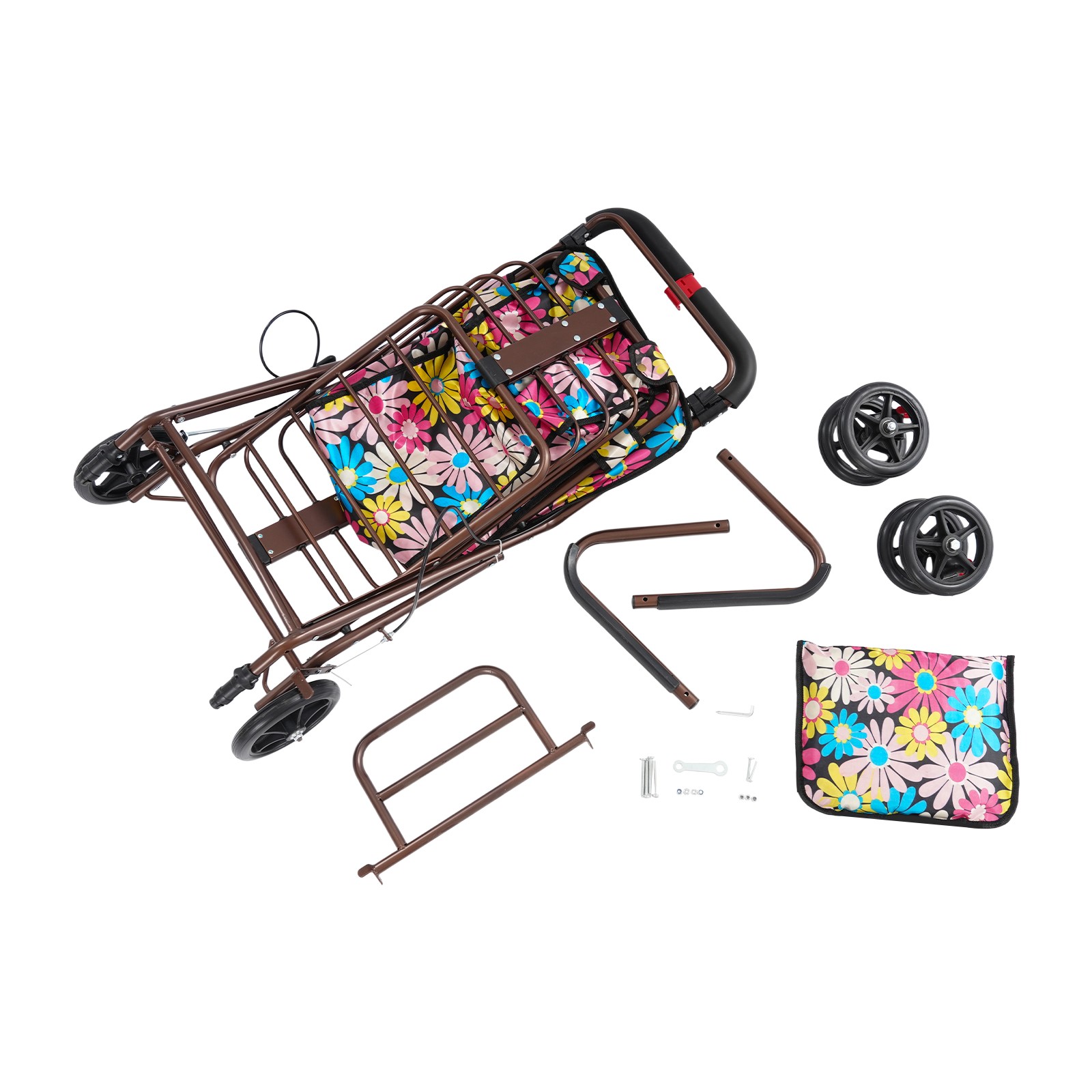 Foldable Shopping Cart, Shopping Cart with Seat for Elder Kids Max 100kg