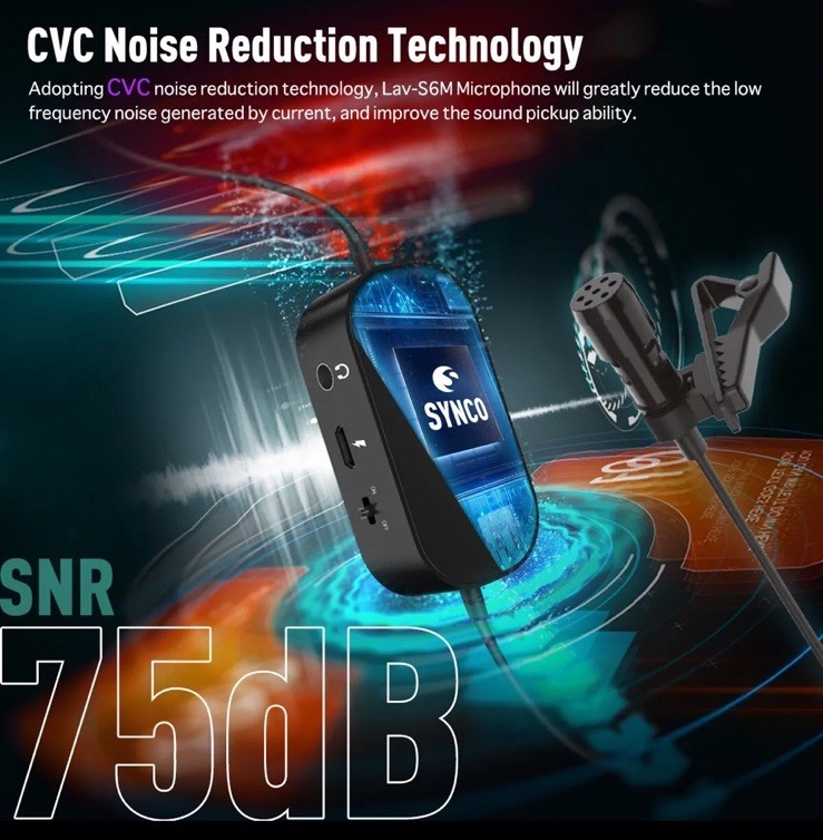 SYNCO Lav-S6M Omnidirectional Clip-on Lavalier Condenser Microphone Support USB