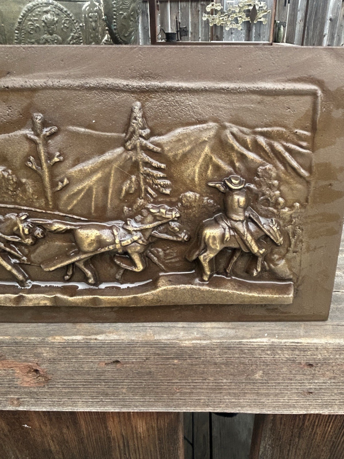 Solid Bronze Wells Fargo In Line Of Duty Bronze Plaque 12 3/4 X 5 Inches