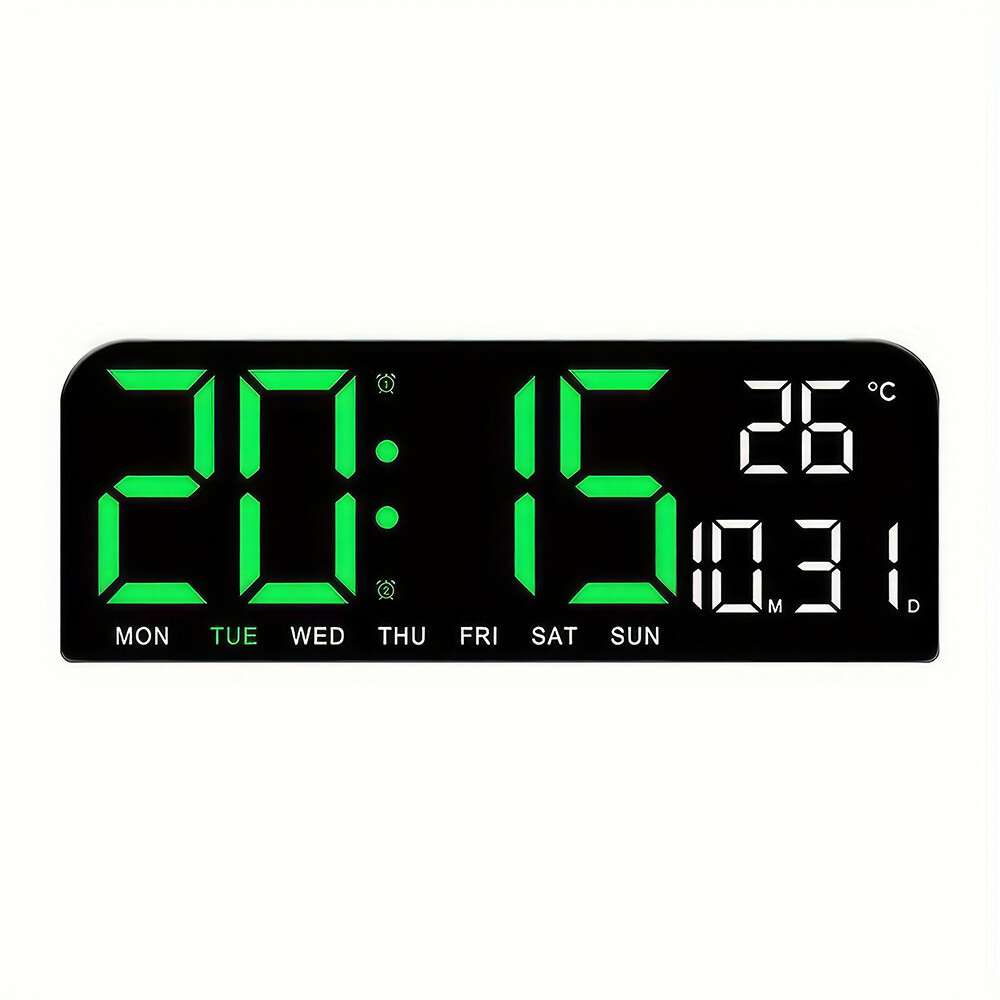 10" Digital LED Desk Alarm Clock Large LCD Display Wall Clock Temperature Date