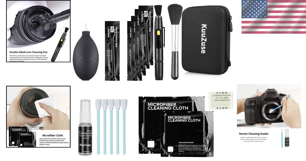 Optical Lens Cleaning Kit: 30ml Solution, Swabs, & Microfiber for DSLR Cameras