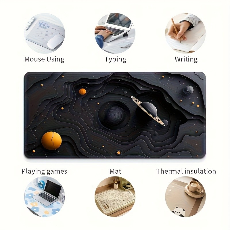 Textured Style Desk Mat Planetary Orbit Mouse Pad for Space Fans & Workspaces