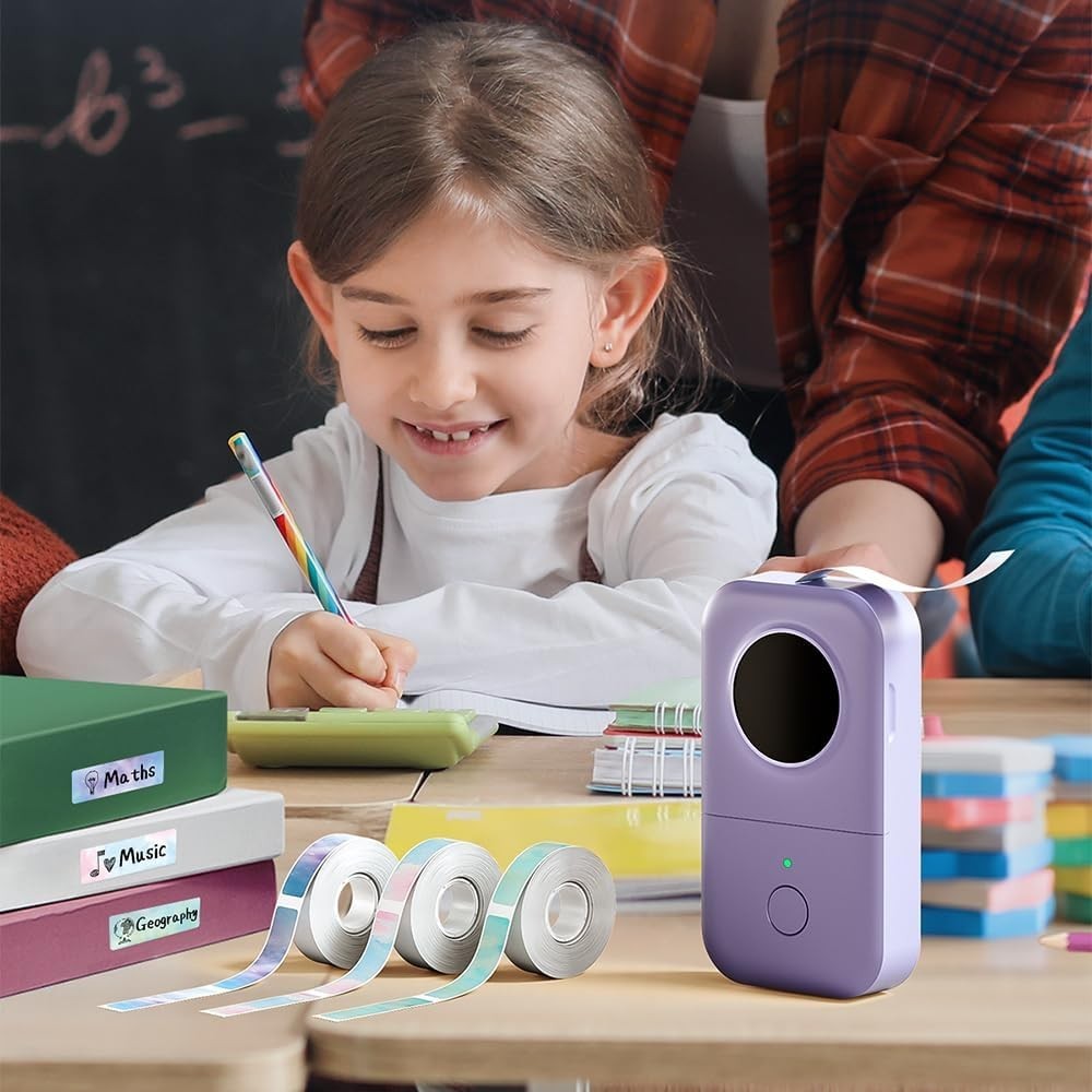 Portable Mini Thermal Label Printer with Bluetooth and Rechargeable Battery