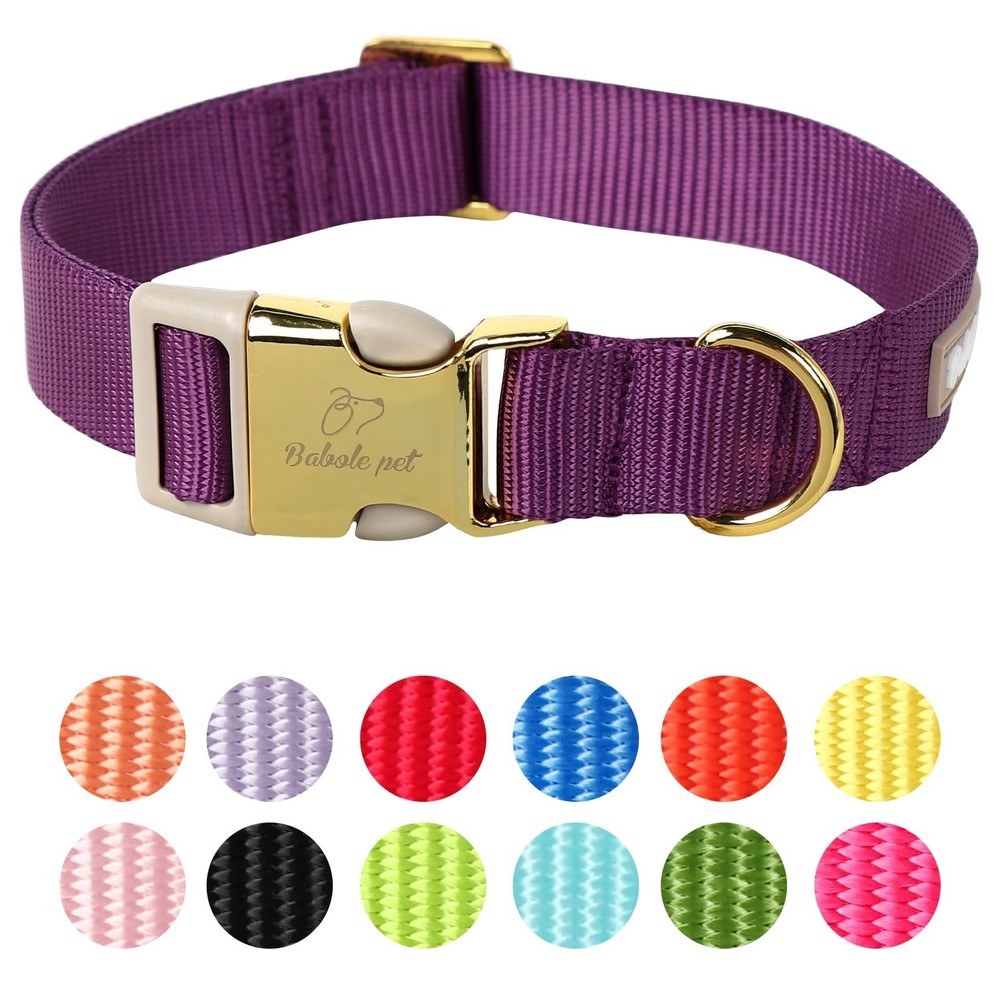 Nylon Dog Collar - Adjustable Deep Purple Soft Webbing Dog Collars for Small ...
