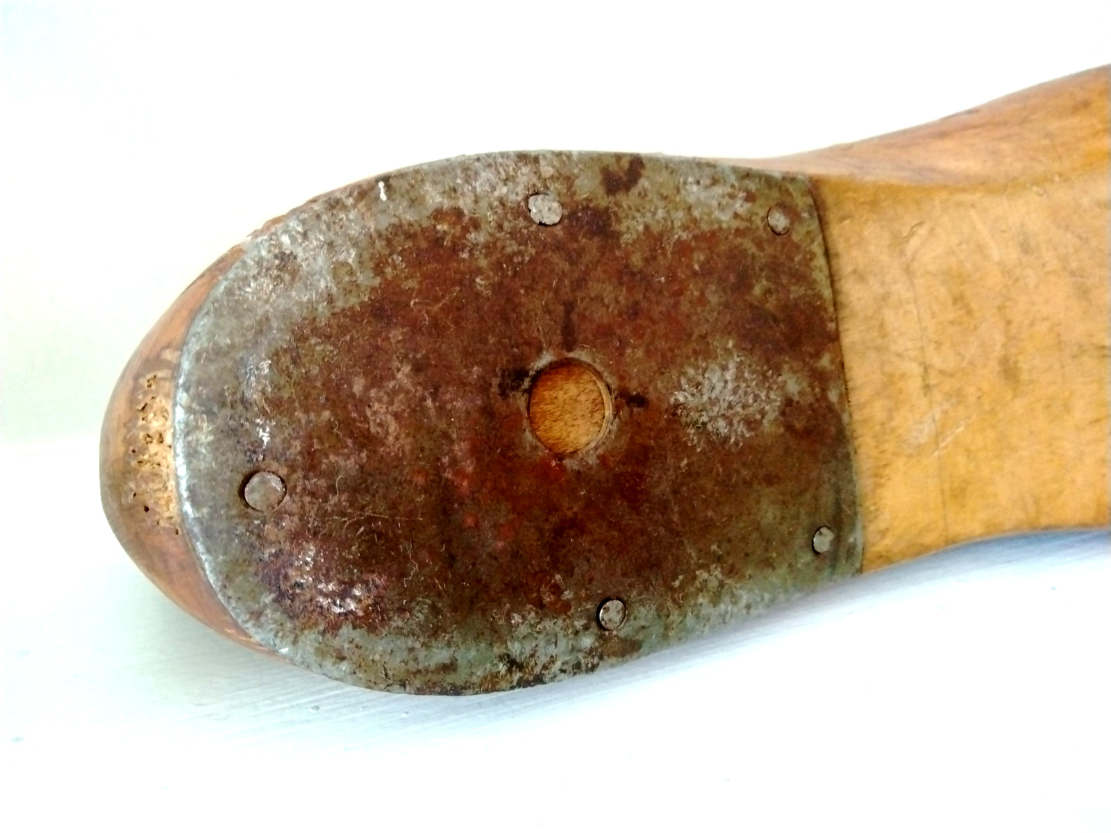 Antique Wood Shoe Mold 8M Industrial Cobbler Form Last #97 STUART Cognac Patina