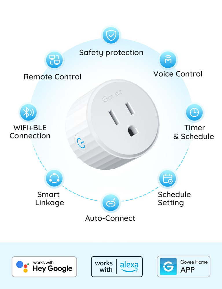 Smart Plug, WiFi Outlet Compatible with Alexa and Google Assistant, Mini Smart H