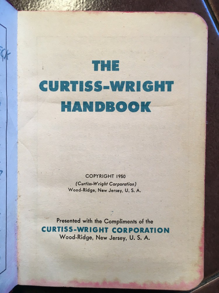 Original 1950 Curtiss-Wright Vest Pocket Handbook