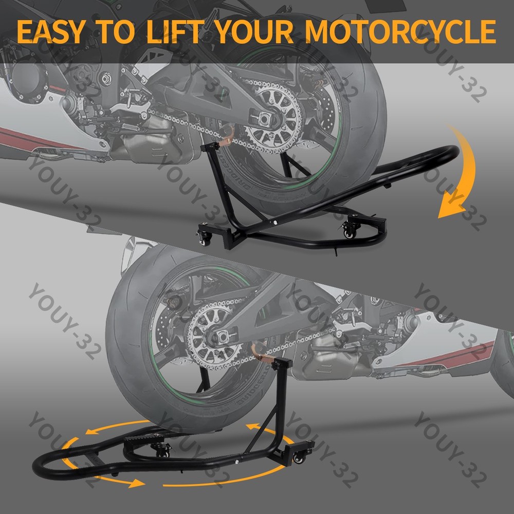 Universal 360° Motorcycle Stand Lift Paddock Wheel Fork Adjustable Dismantable