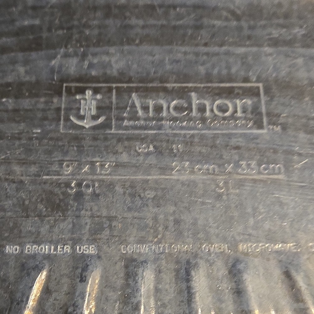 Anchor Glass Rectangular Baking Dish 3 qt 9x13 in Microwave Safe Clear