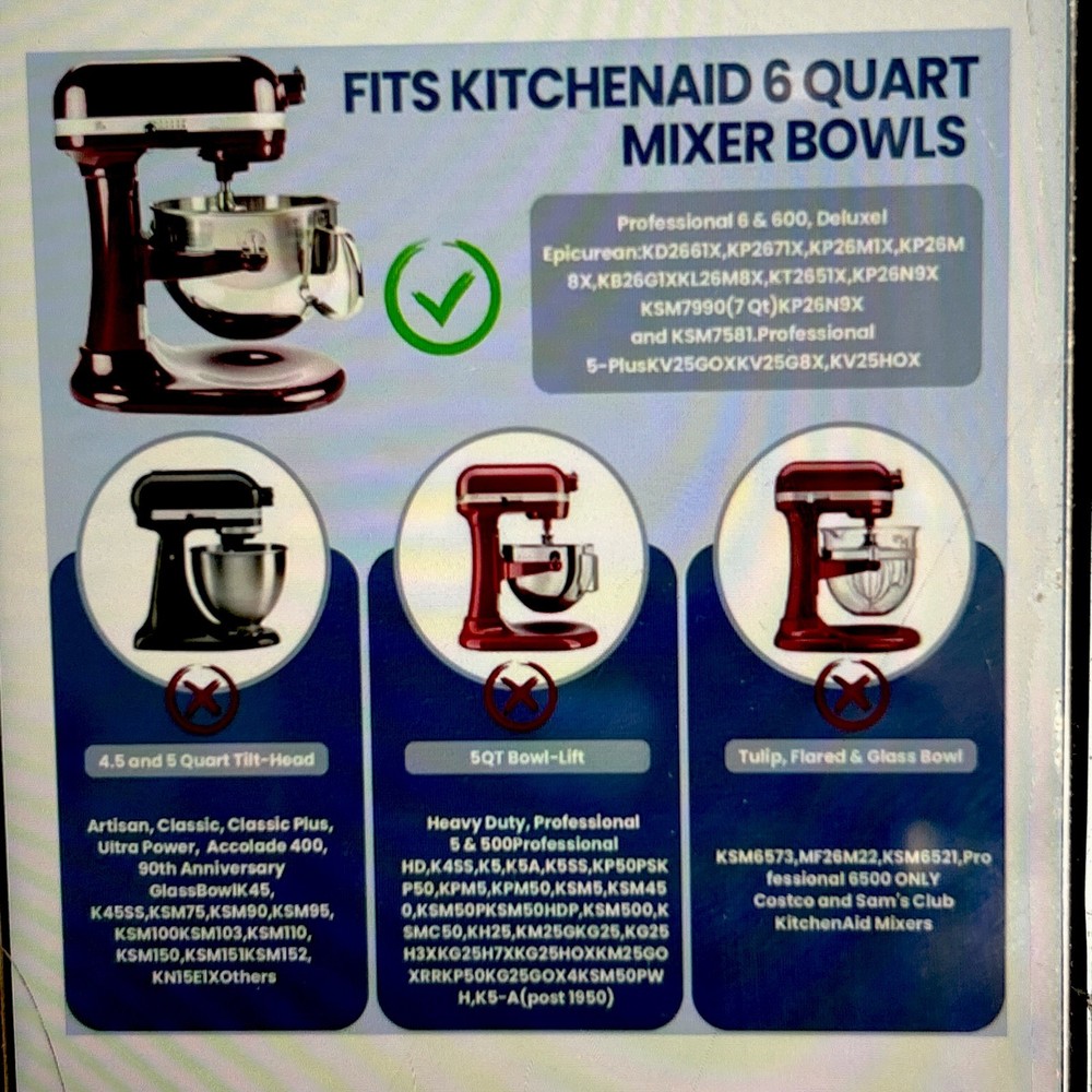 6 quart flex edge Attachment for KitchenAid with silicone scraper ￼