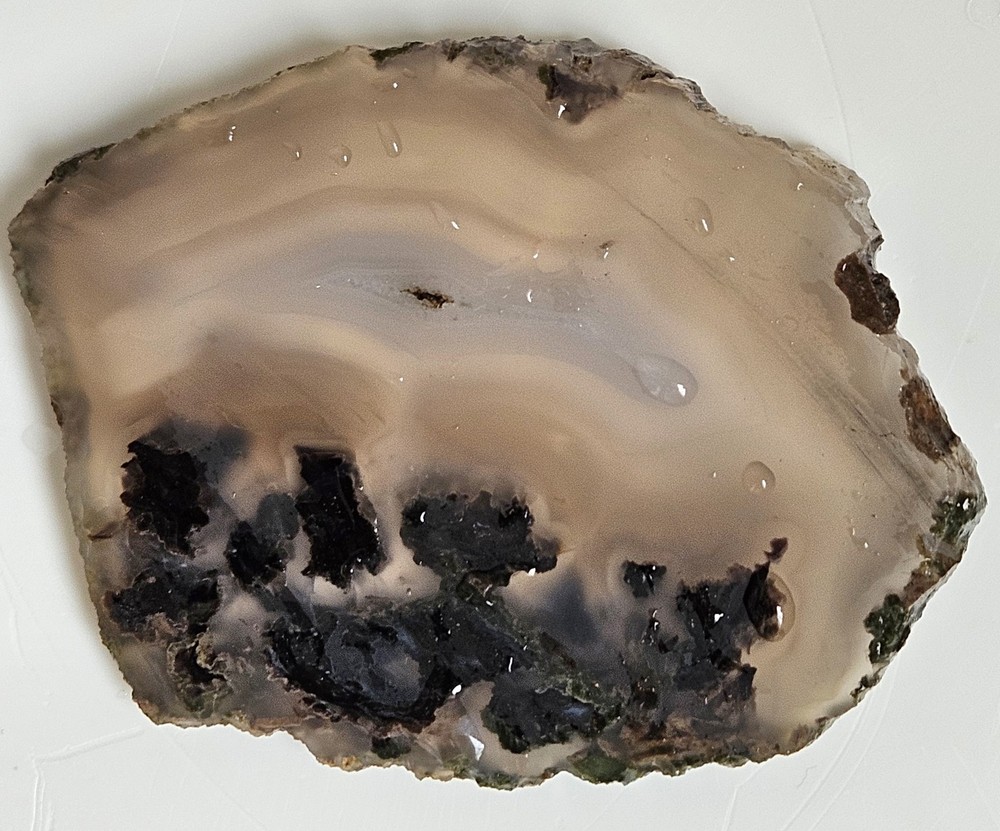 Agate Lapidary Slab With Black Plume 89 Grams