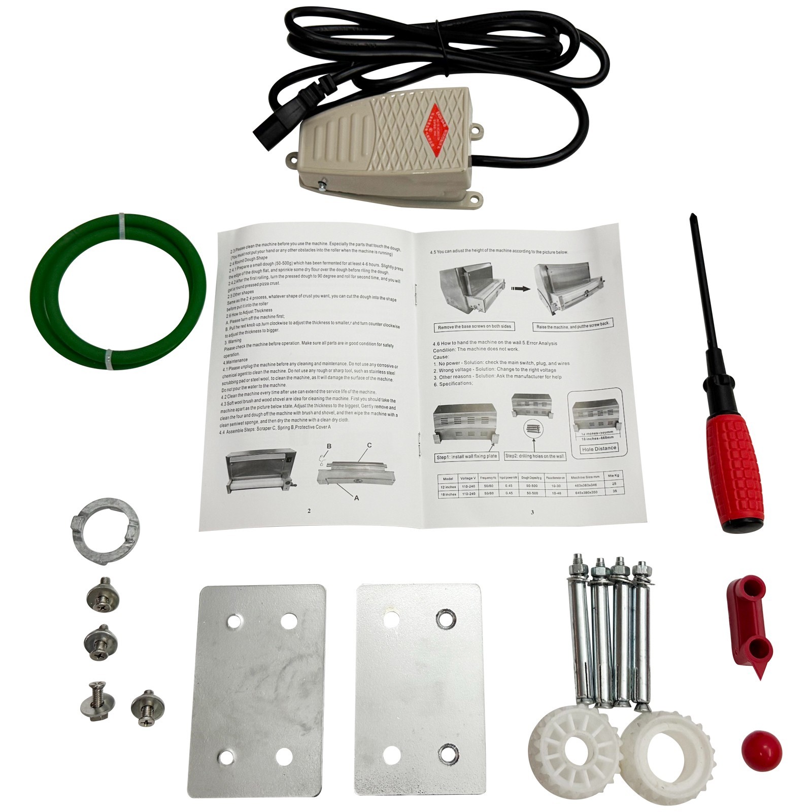 3.9"-15.7"Electric Pizza Dough Roller Sheeter Pastry Dough Press Rolling Machine