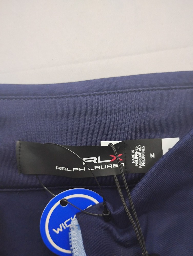 Ralph Lauren RLX Performance Quarter-Zip Golf Pullover Blue Color Block Medium