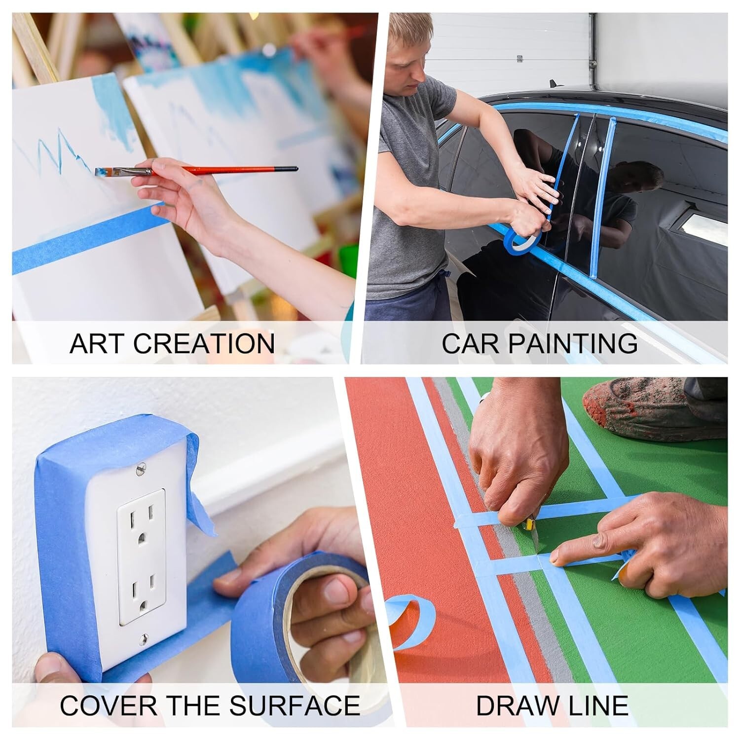 6 Rolls Blue Painters Masking Tape, 2 Inch x 60 Yards 5.5 Mil, Walls Painting