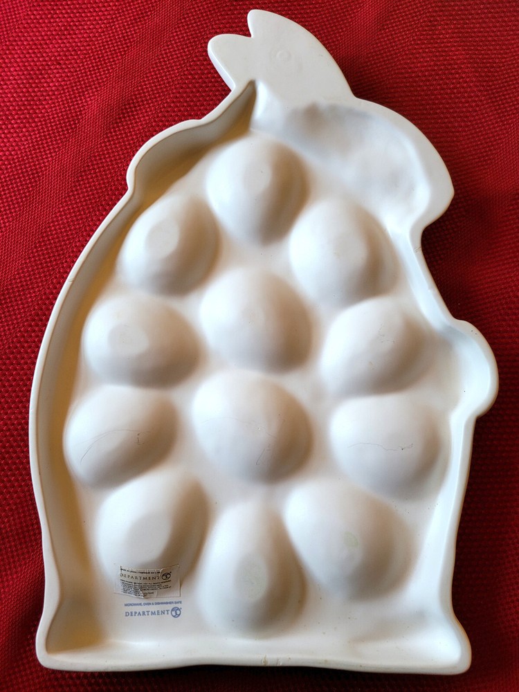 *ADORABLE* DEPT 56 Stoneware *EASTER BUNNY RABBIT* 13 1/4 x 9" Deviled EGG PLATE