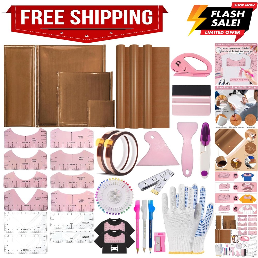 Heat Press Pillow Bundle Tools Kit Include 4 Heat Pressing Transfer Pillow Ma...