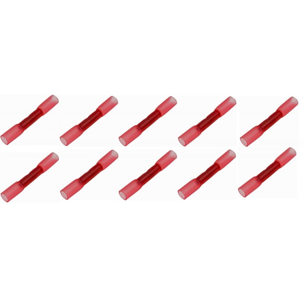 Butt Connector | Copper Red Insulated Coating Butt Splice Connector 2 Pieces End