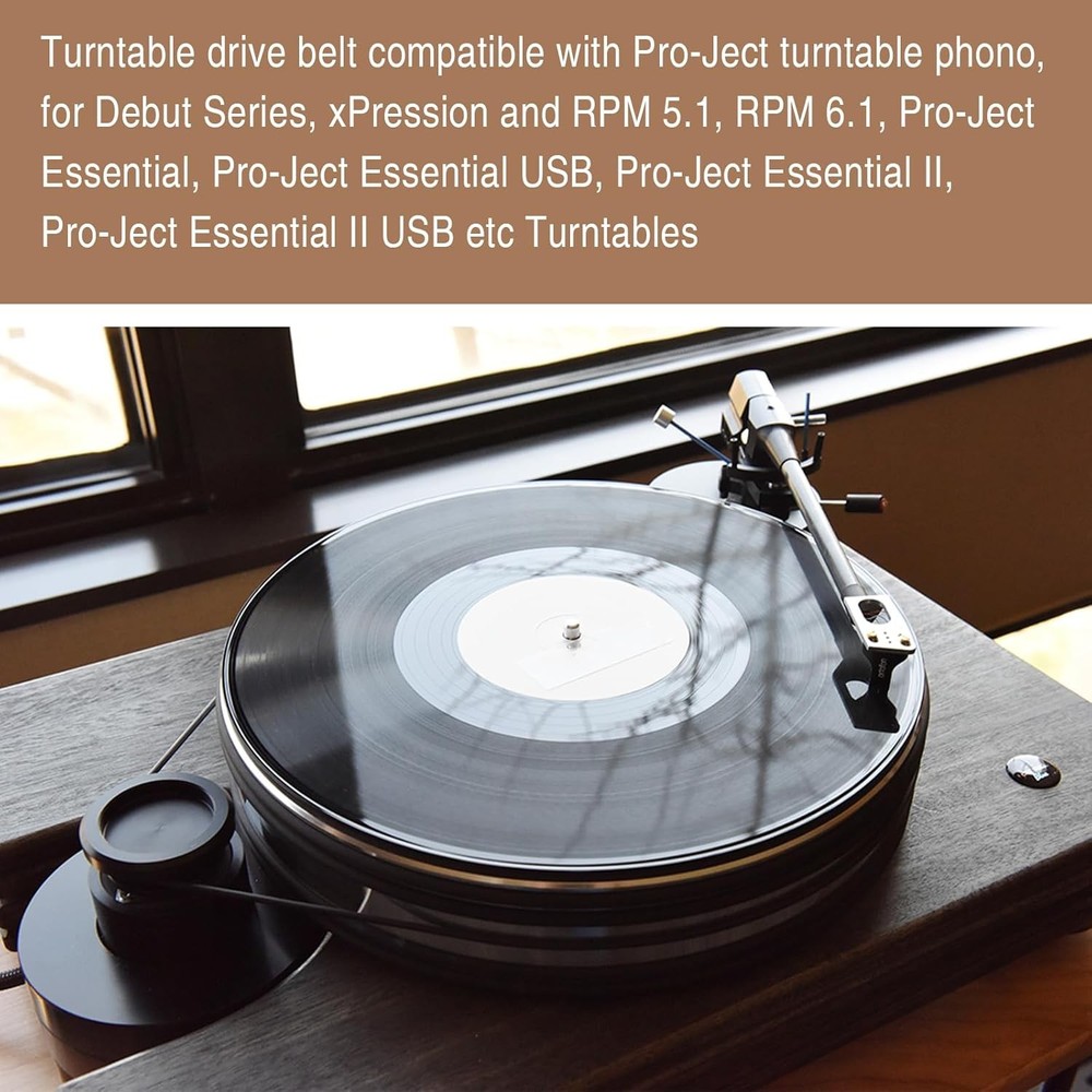 Turntable Drive Belt for Pro-Ject, Compatible with Pro-Ject Essential Black