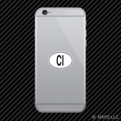 CI Ivory Coast (Côte d'Ivoire) Country Code Oval Cell Phone Sticker Mobile