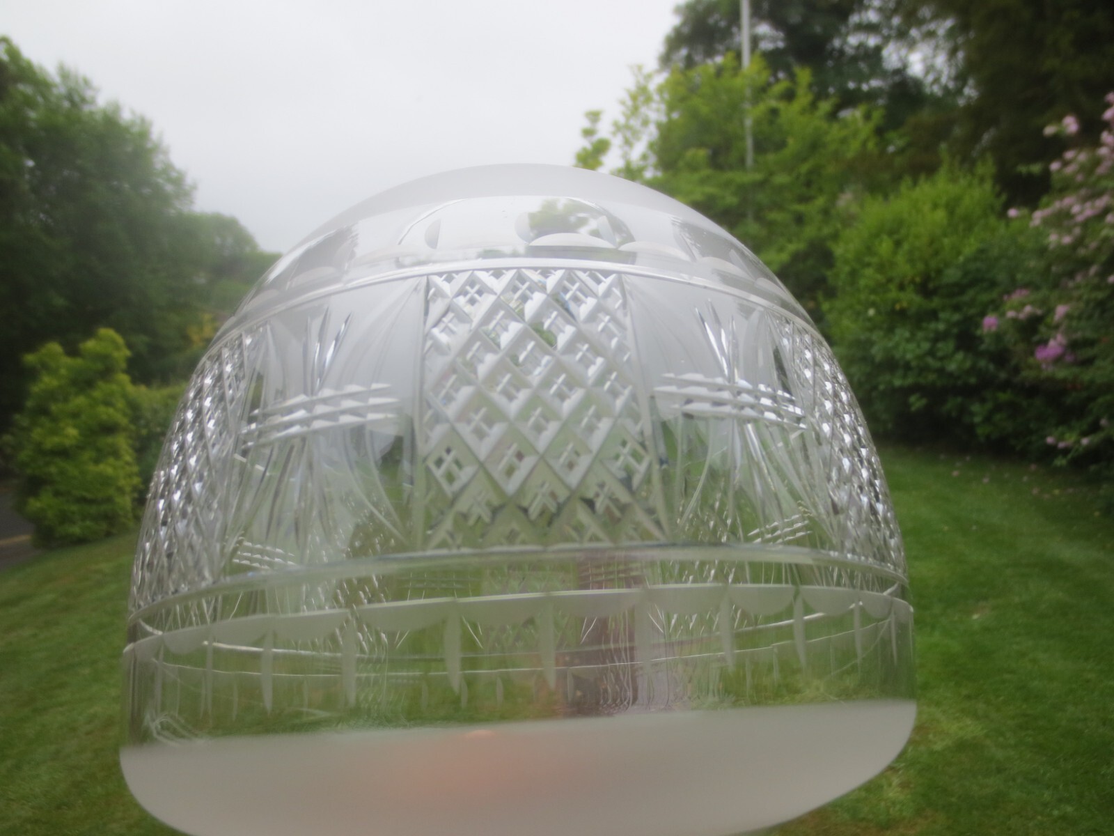 Superb Antique Victorian Cut Glass Duplex Beehive Oil Lamp Shade