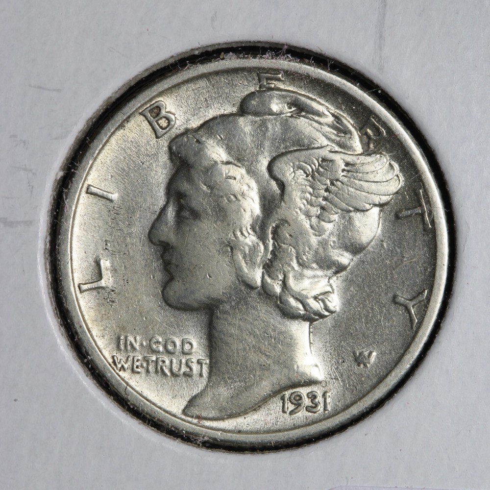 1931-S Mercury Silver Dime AU+ E249 TVHB