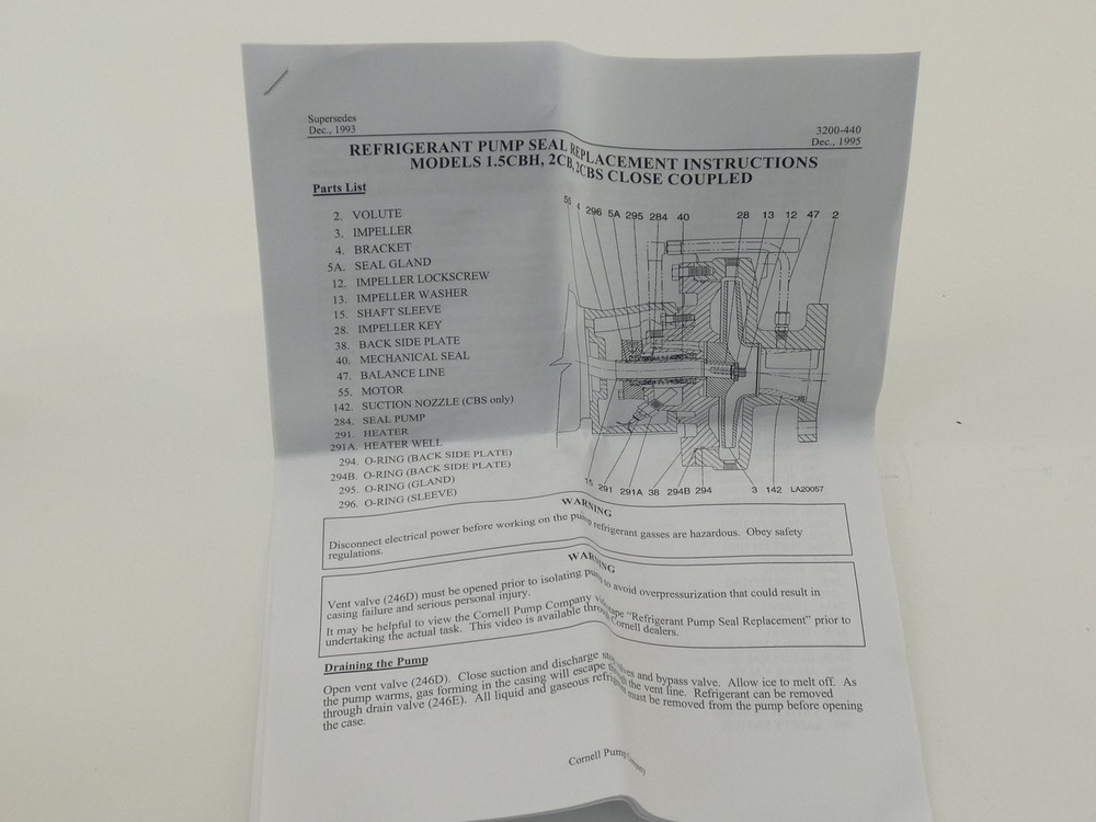 Cornell Pump BMH588A Mechanical Seal Kit - NEW Surplus!