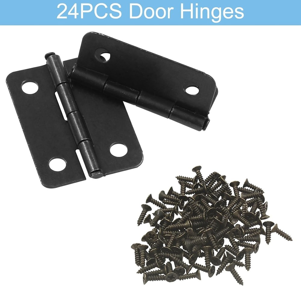 Durable 24Pcs Black Butt Hinges - Compact 1" x 3/4" for Various Applications