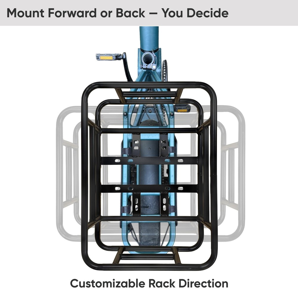 Rear Cargo Rack for E-Bikes – Universal Bicycle Rack with Cargo Net, Rain Cov...