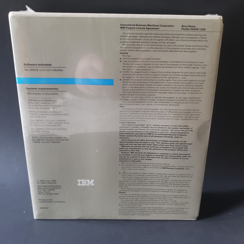 IBM Disk Operating System DOS Version 3.20 5.25" Diskette Software Box Set New
