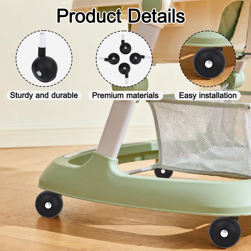 4pcs Baby Walker Replacement Wheels, Black Universal