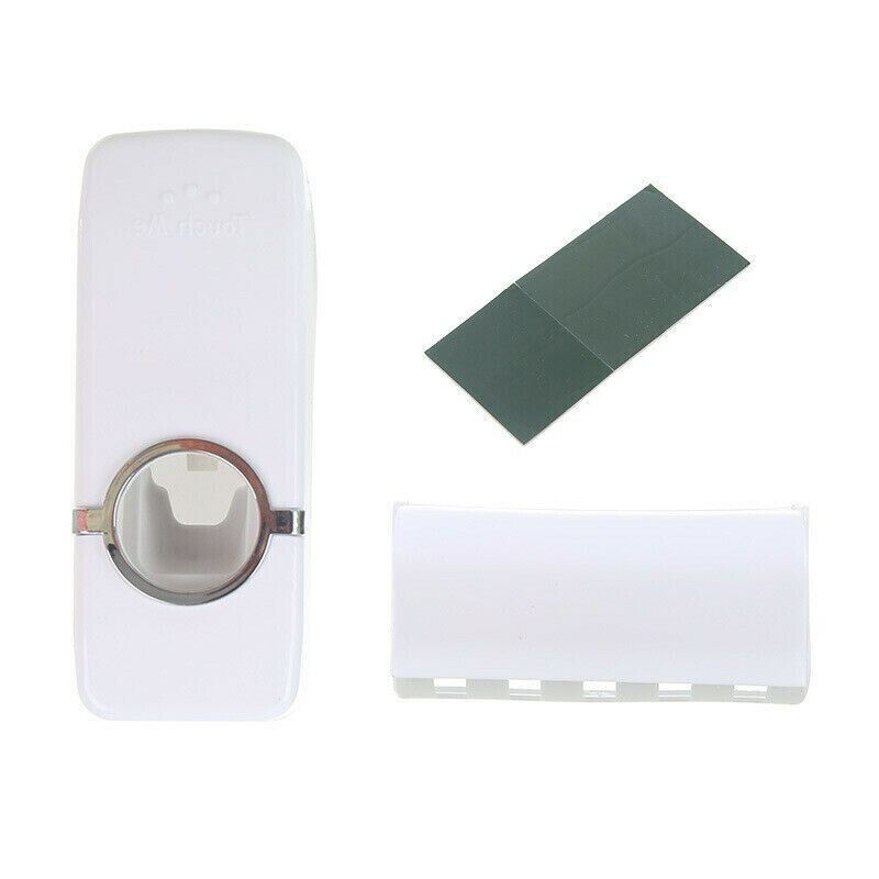 Automatic Toothpaste Dispenser and 5 Toothbrush Holder Set Wall Mount Stand