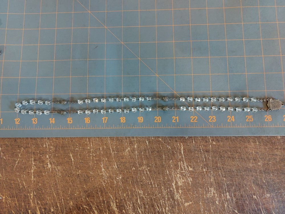 Vintage Rosary Clear Beads Glorious Mysteries Italy