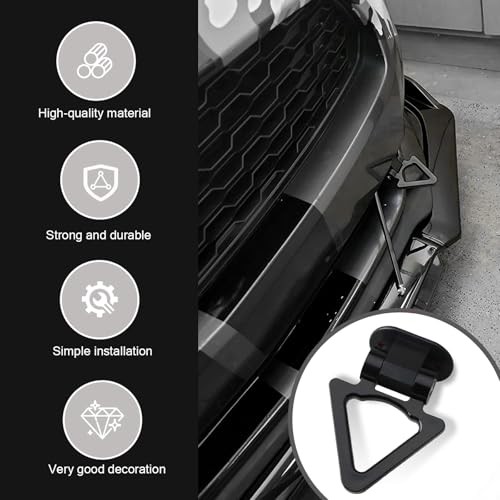 Triangle Tow Hook Decoration, Racing Style Self-Adhesive Trailer 1 PC Black