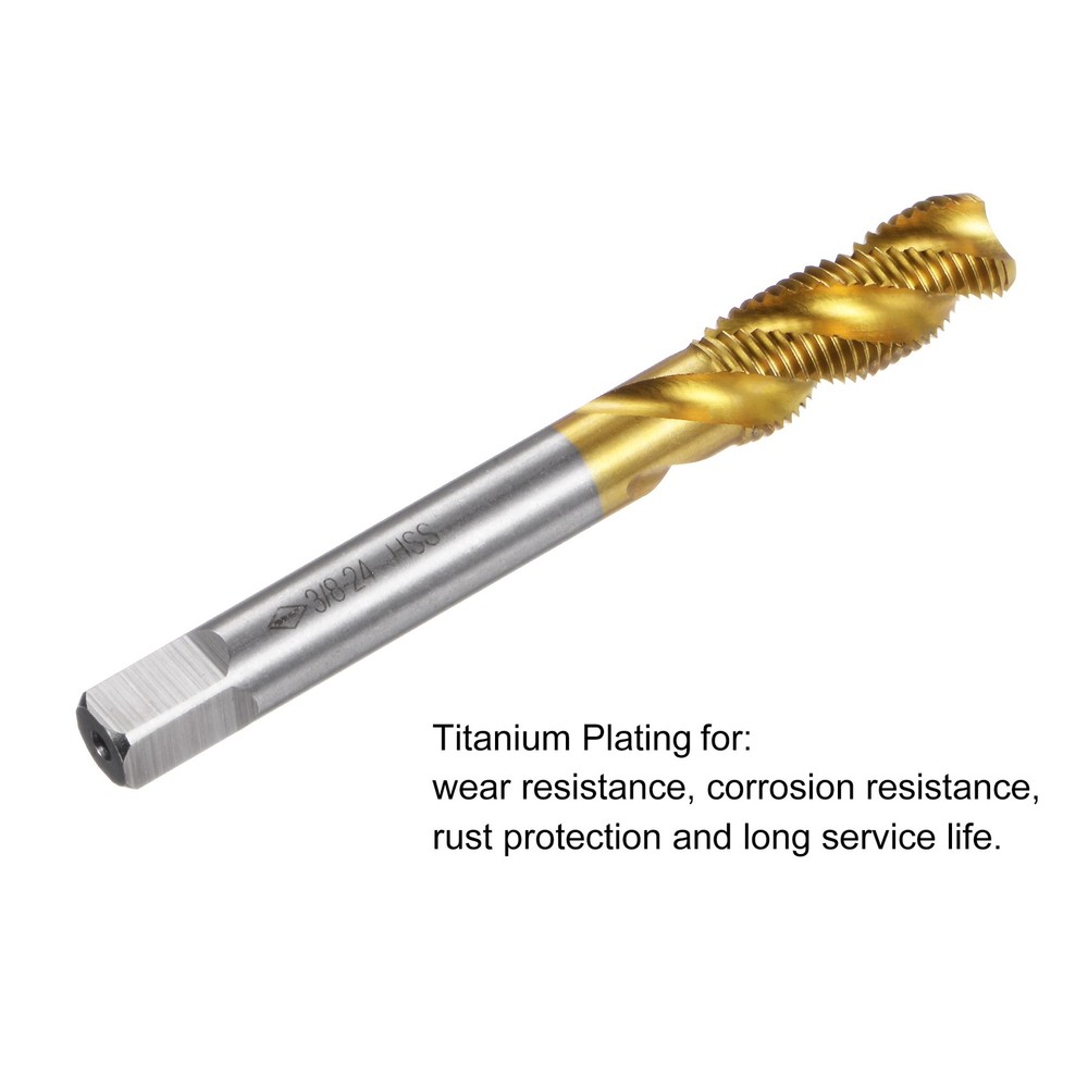 3/8-24 UNF Spiral Flute Threading Tap Machine Tapping Tool HSS Titanium Plated