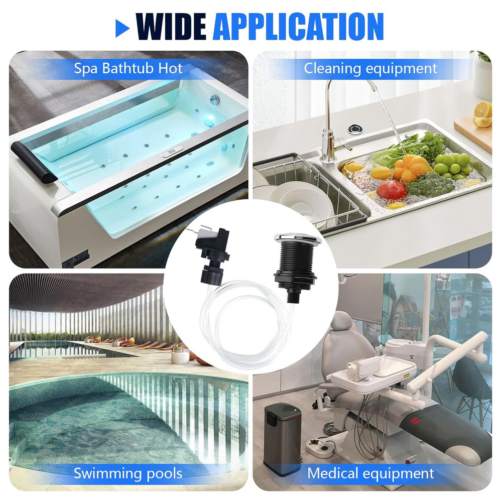 16A on off Push Button Switch Jetted Whirlpool Jet for Bath Tub Spa Garbage (Bla