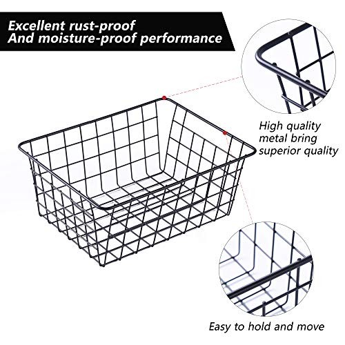 Wire Baskets for Organizing Household 4 Pack Pantry Baskets 4Pcs Medium Black