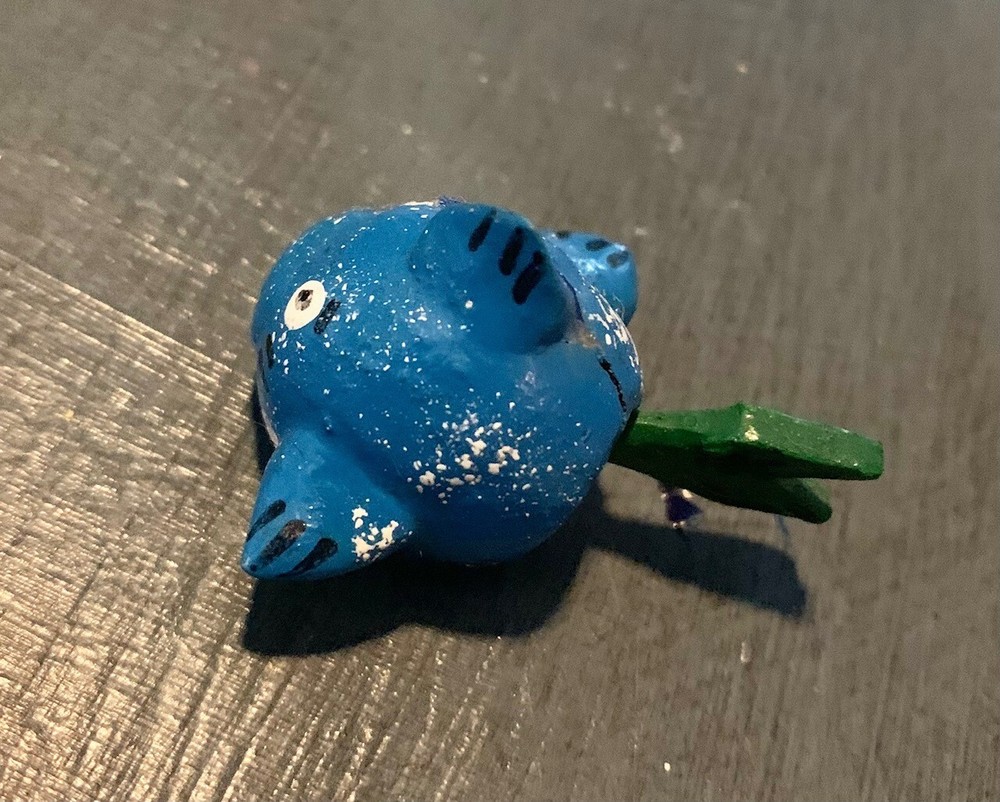 Vintage Blue Puffer Fish Bobble Tail