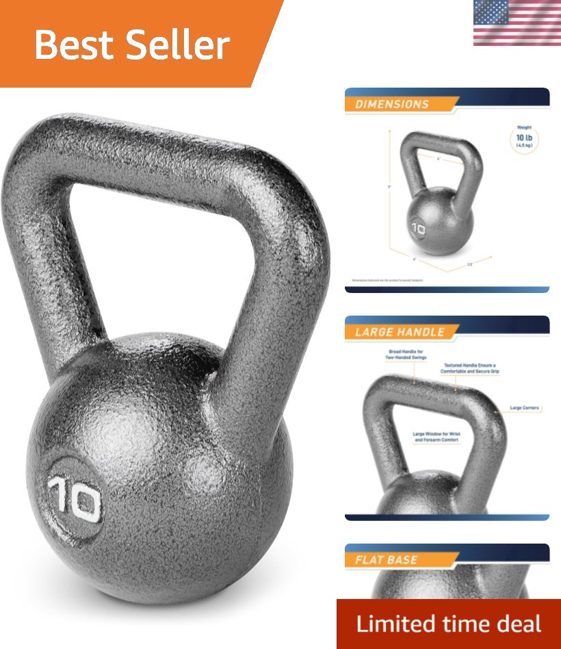 10 lb Cast Iron Hammertone Kettlebell - Rust-Resistant for Lasting Performance