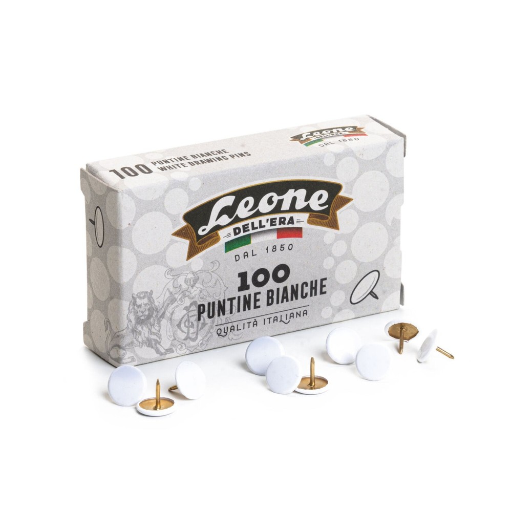 Leone DELLERA Colored Push Pins: 100 pushpins (White)