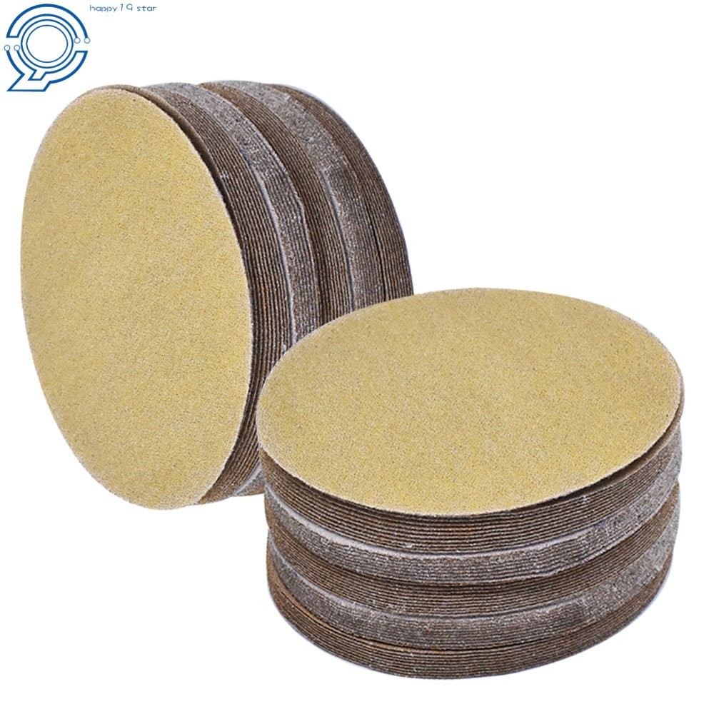 100 Pack NO-Hole 5" 180 Grit Disc Hook Loop Pads Sanding Discs Flocking